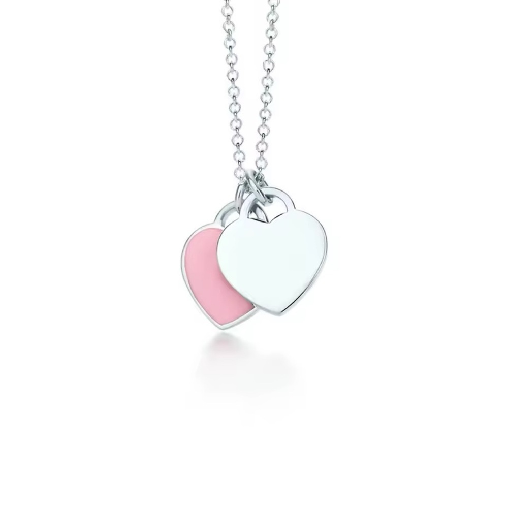 NWT Double Heart Pink Necklace - Picture 2 of 2
